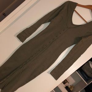 Olive ribbed button down maxi